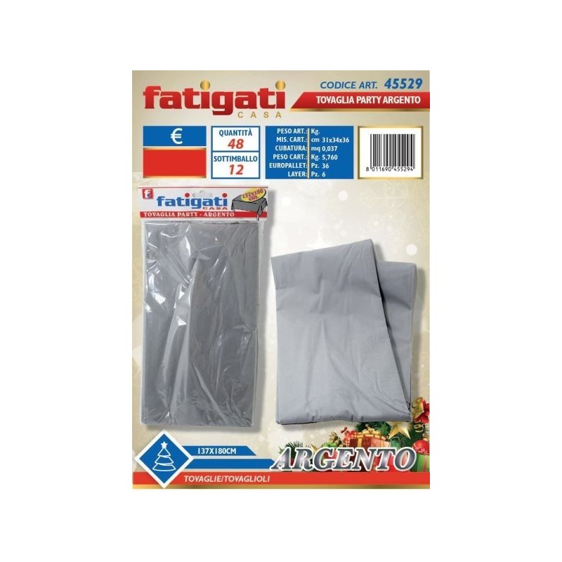 TOVAGLIA PARTY TNT ARGENTO 137X180 CM