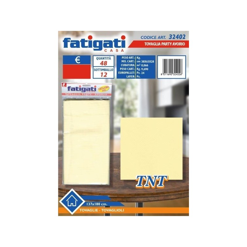TOVAGLIA PARTY TNT AVORIO 137X180 CM