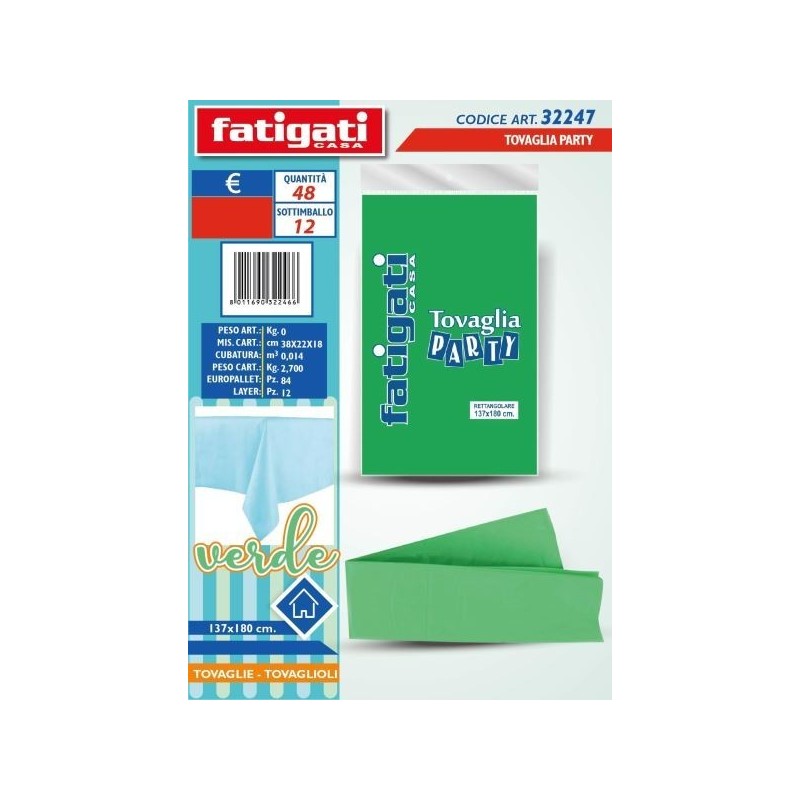 TOVAGLIA PARTY VERDE 137X180 CM