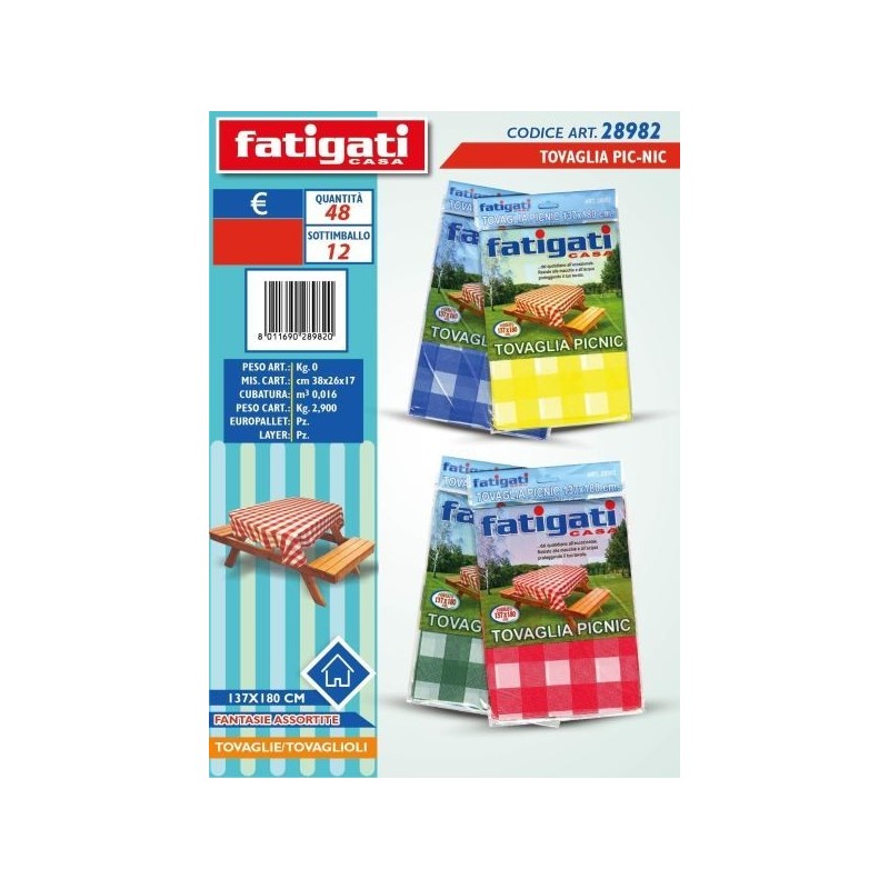 TOVAGLIA PIC NIC 137X180 COL. ASS.