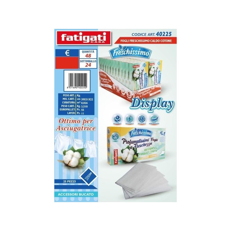 FRESCHISSIMO FOGLI ASCIUGATRICE CALDO COTONE 25PZ