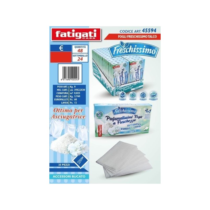 FRESCHISSIMO FOGLI ASCIUGATRICE TALCO 25PZ
