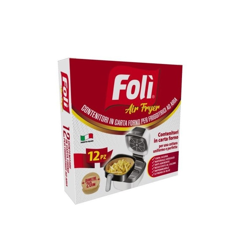 FOLI' CONTENITORI CARTA FORNO FRIGGITRICE ARIA D20 CM 12PZ