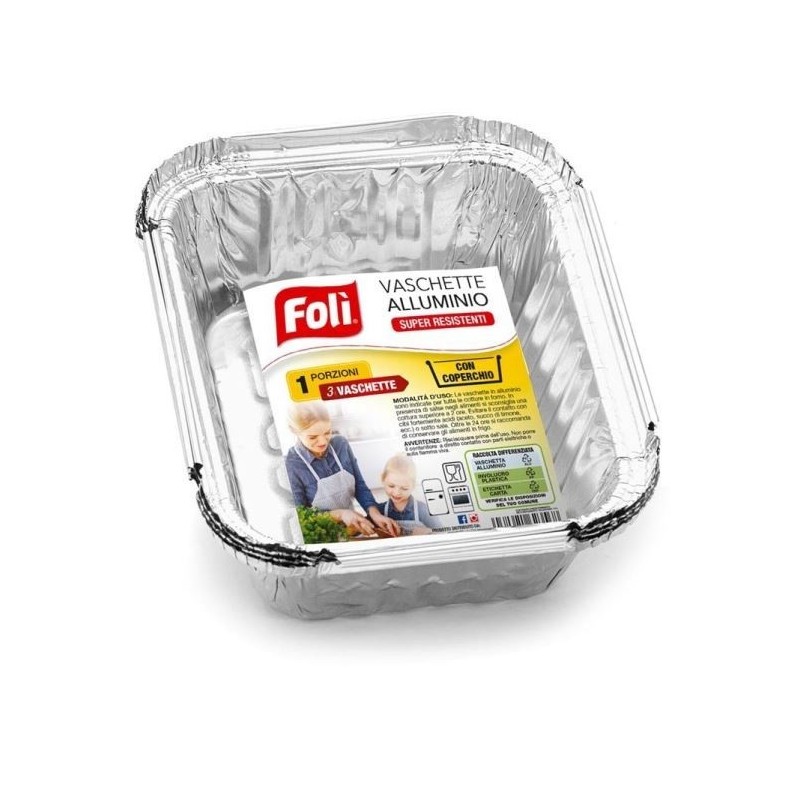 FOLI' VASCHETTE ALLUMINIO C/C 1 PORZ. 3PZ