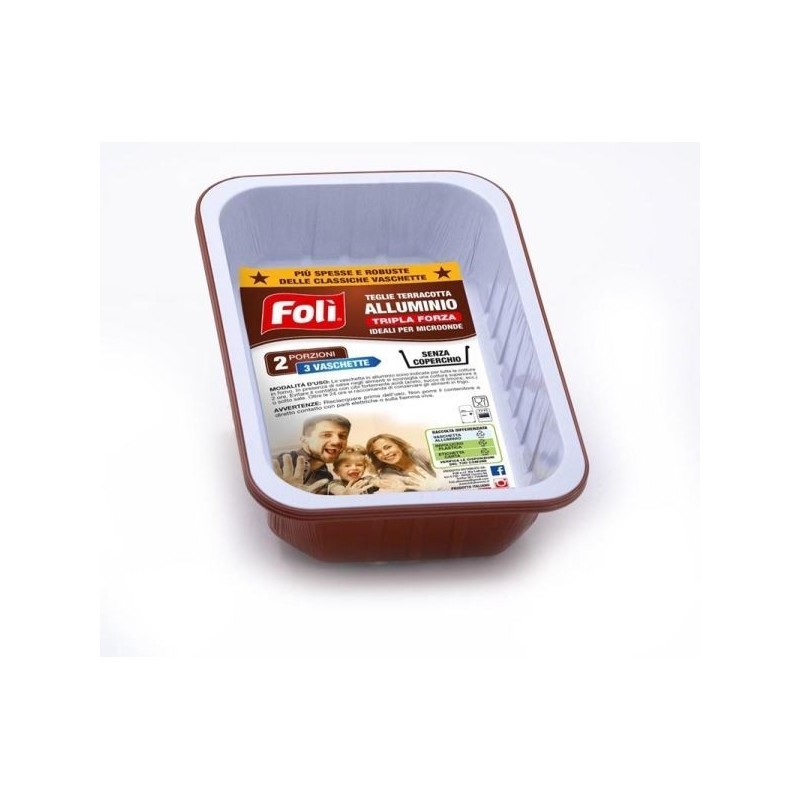 FOLI' VASCHETTE ALLUMINIO TERRACOTTE 2 PORZ. 3PZ