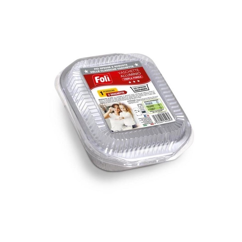 FOLI' VASCHETTE ALLUMINIO TRIPLA F.C/COP.PET 1 PORZ. 2PZ