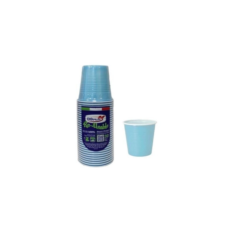 DOPLA BICCHIERI BICOLORE AZZURRO 230CC 30PZ