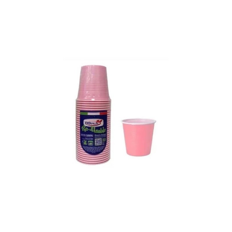 DOPLA BICCHIERI BICOLORE ROSA 230CC 30PZ