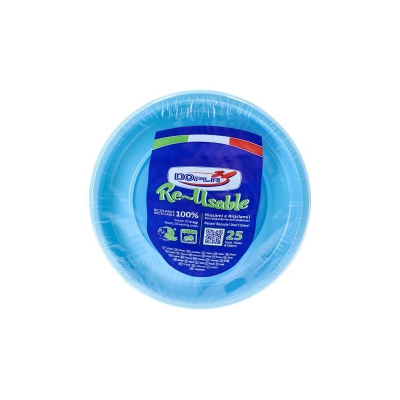 DOPLA PIATTI PIANI AZZURRO D22 25PZ