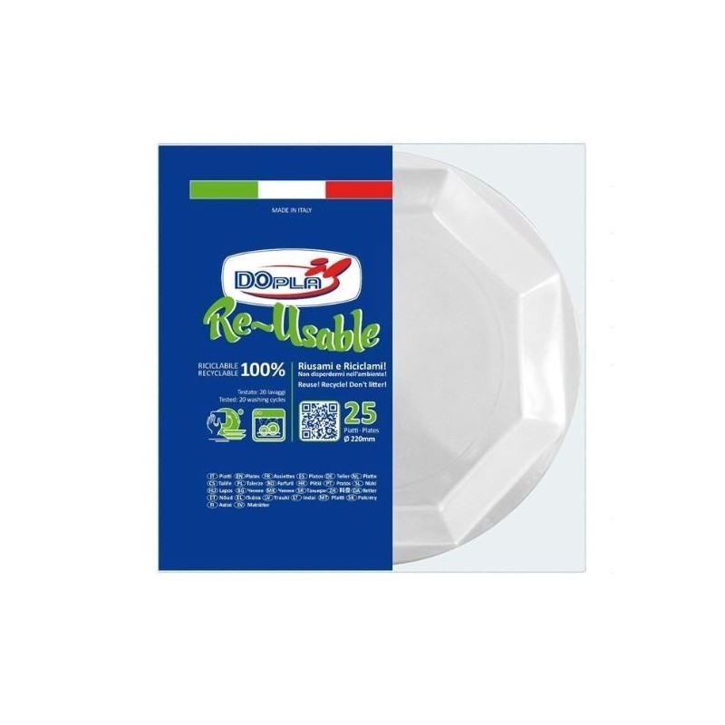 DOPLA PIATTI PIANI RIUTILIZZABILI 25PZ