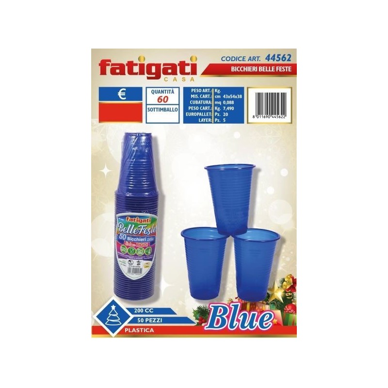 BELLE FESTE BICCHIERI 200CC PP BLUE 50PZ