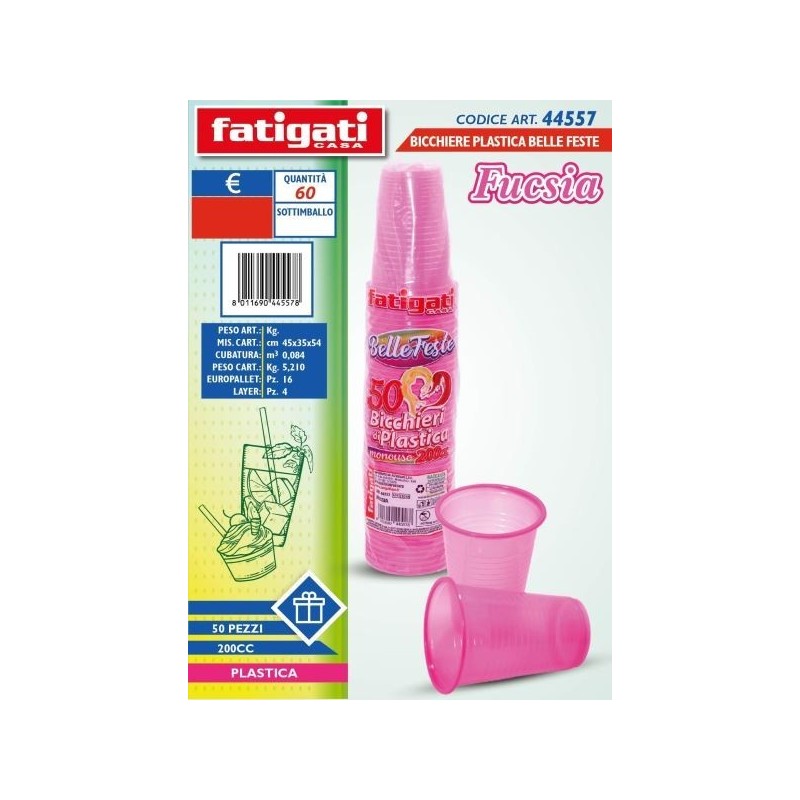 BELLE FESTE BICCHIERI 200CC PP FUXIA 50PZ