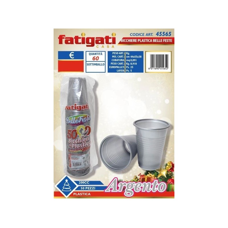 BELLE FESTE BICCHIERI ARGENTO 200CC PP 50PZ