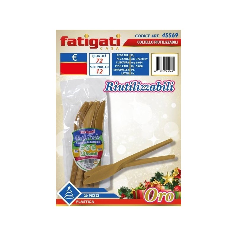 BELLE FESTE COLTELLI RIUTILIZ. ORO 20PZ