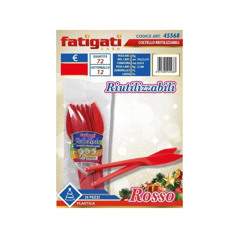 BELLE FESTE COLTELLI RIUTILIZ. ROSSO 20PZ