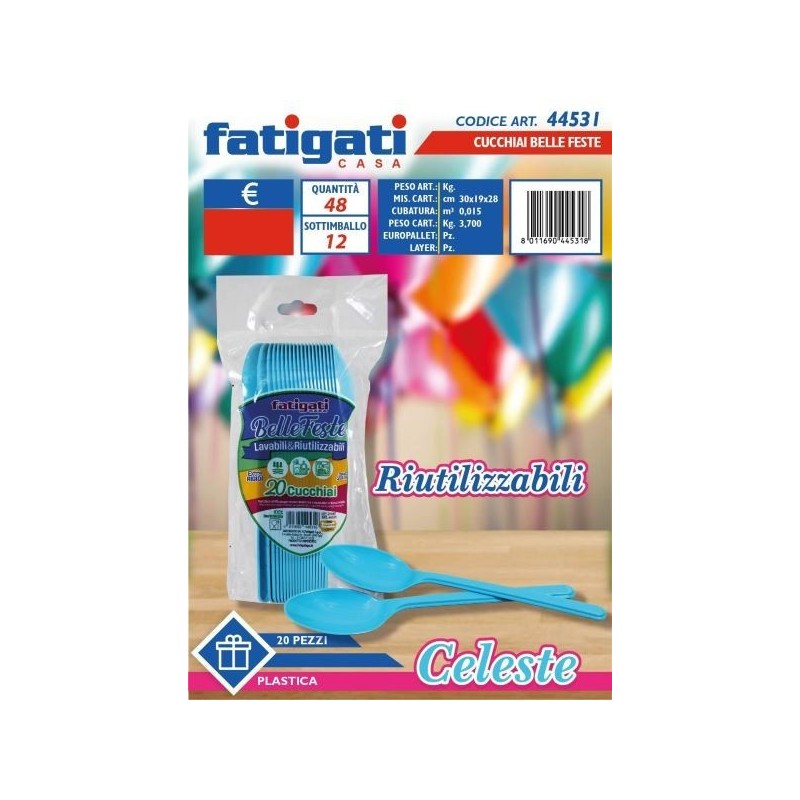 BELLE FESTE CUCCHIAI RIUTILIZ. CELESTE 20PZ