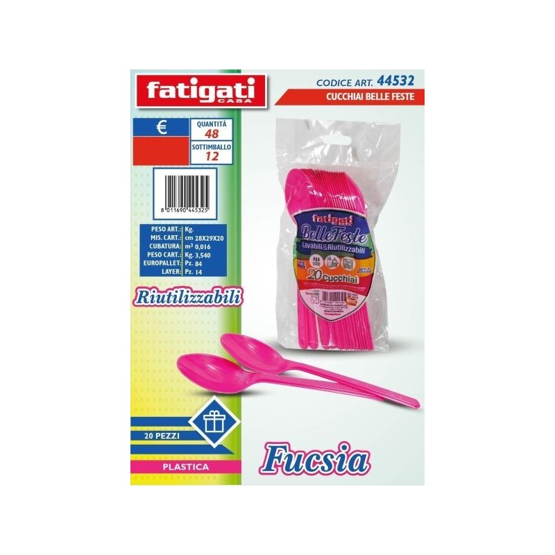BELLE FESTE CUCCHIAI RIUTILIZ. FUCSIA 20PZ