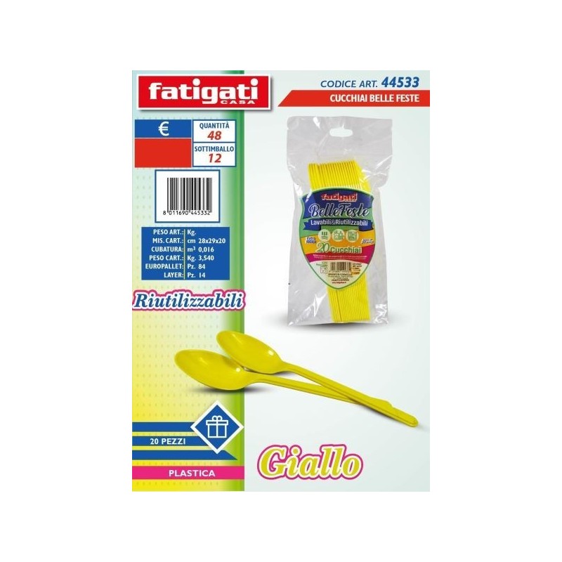 BELLE FESTE CUCCHIAI RIUTILIZ. GIALLO 20 PZ