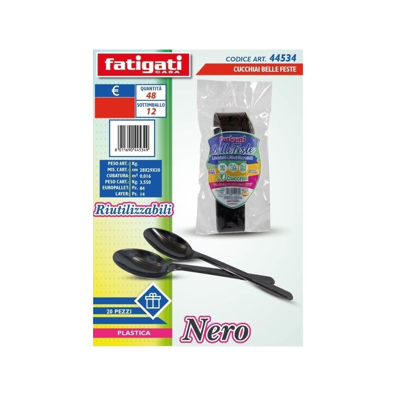 BELLE FESTE CUCCHIAI RIUTILIZ. NERO 20PZ