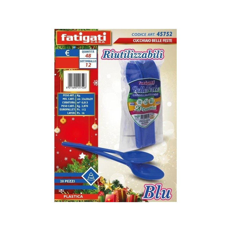 BELLE FESTE CUCCHIAI RIUTILIZZABILI BLU 20PZ