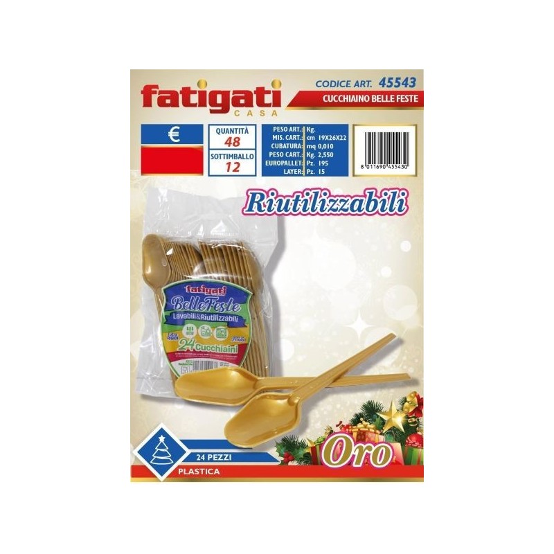 BELLE FESTE CUCCHIAINI RIUTILIZZABILI ORO 24PZ