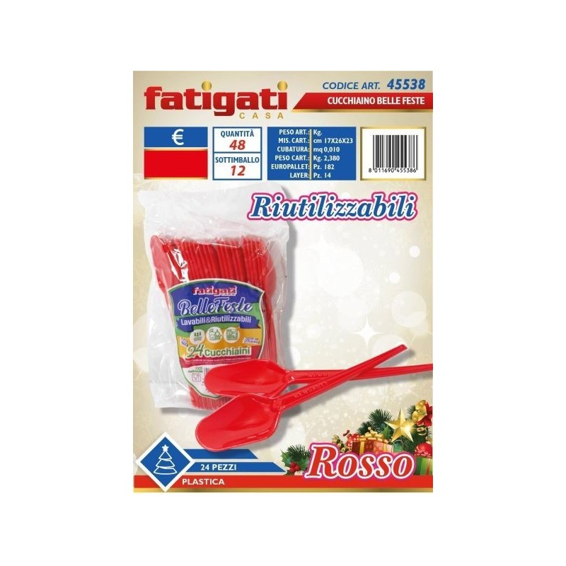BELLE FESTE CUCCHIAINI RIUTILIZZABILI ROSSO 24PZ
