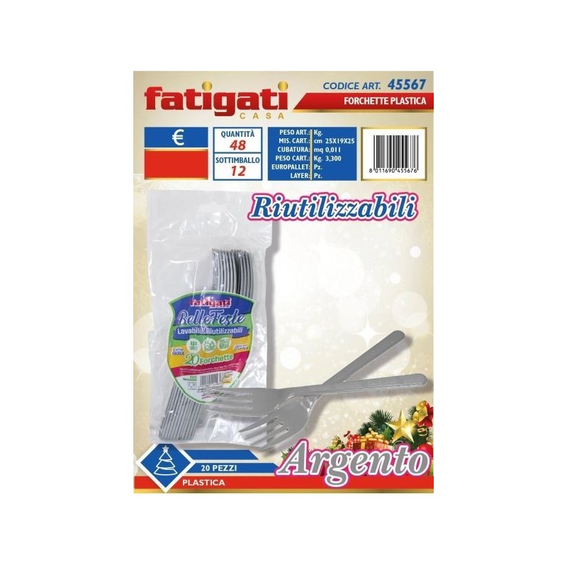 BELLE FESTE FORCHETTE RIUTILIZ.LI ARGENTO 20PZ