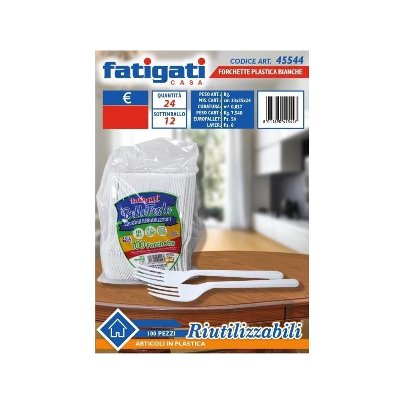 BELLE FESTE FORCHETTE RIUTILIZ.LI BIANCO 100PZ