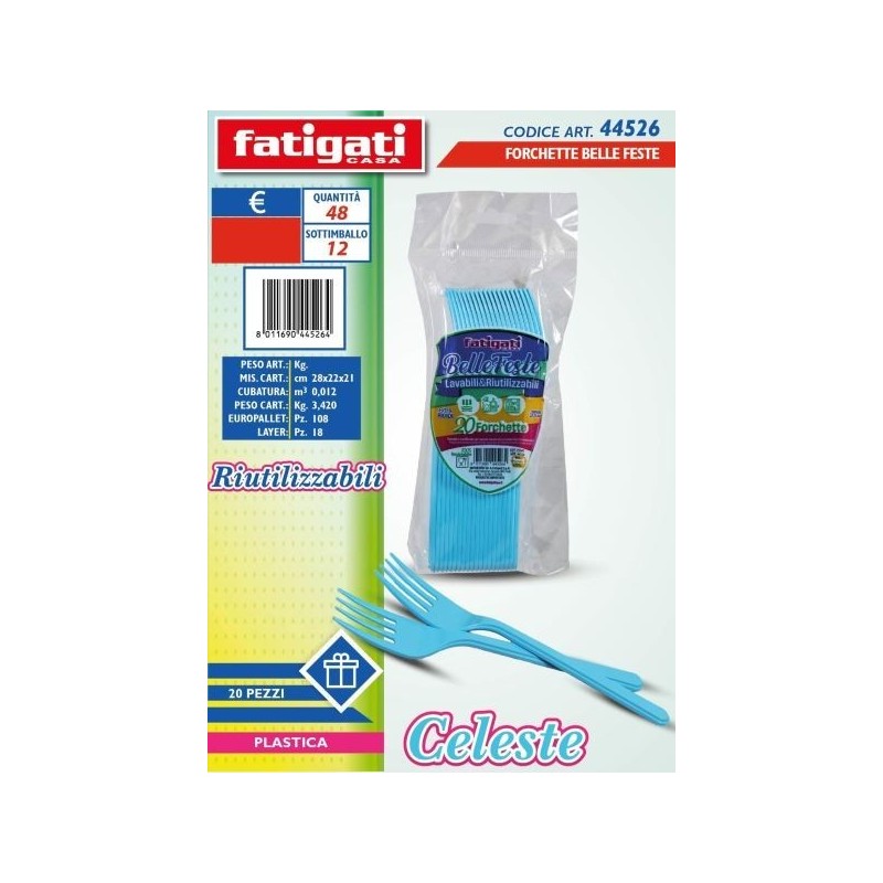 BELLE FESTE FORCHETTE RIUTILIZ.LI CELESTE 20PZ