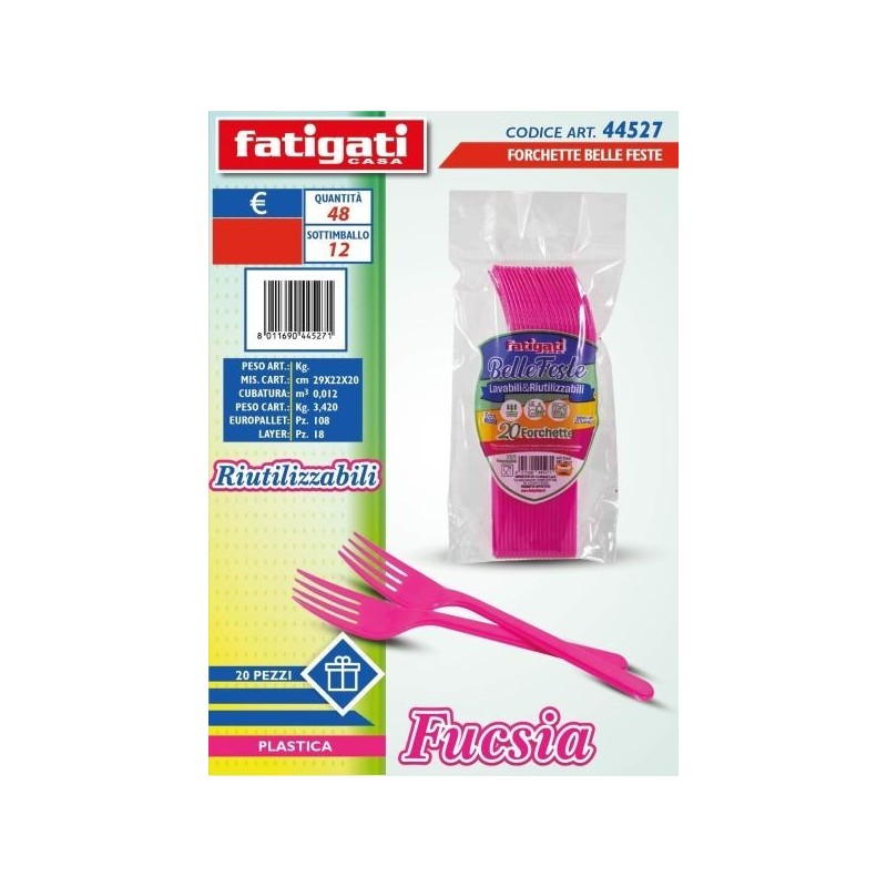 BELLE FESTE FORCHETTE RIUTILIZ.LI FUCSIA 20PZ