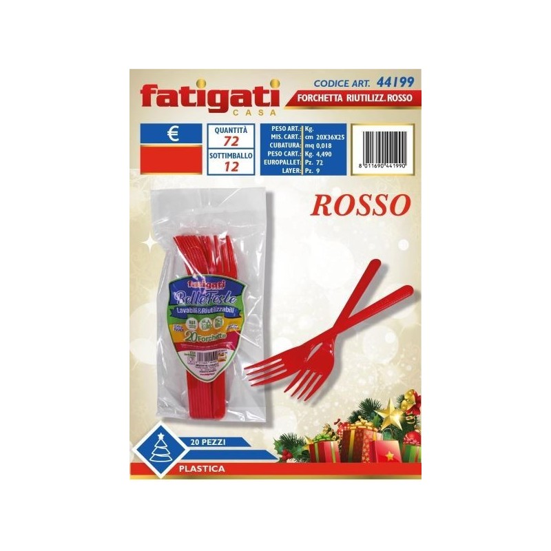 BELLE FESTE FORCHETTE RIUTILIZ.LI ROSSO 20PZ