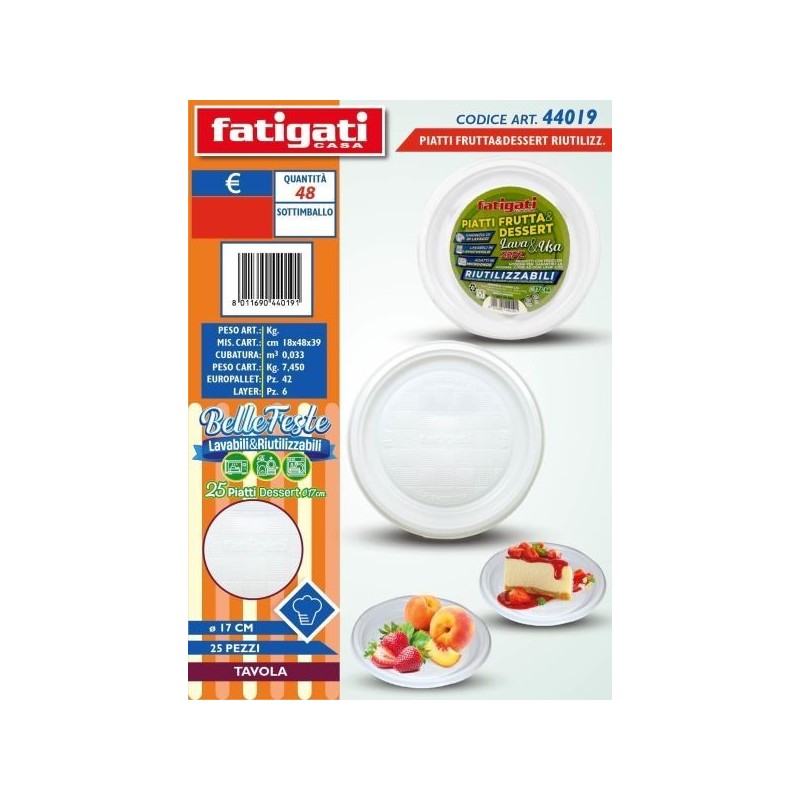 BELLE FESTE PIATTI DESSERT RIUTILIZ. BIANCHI 25PZ