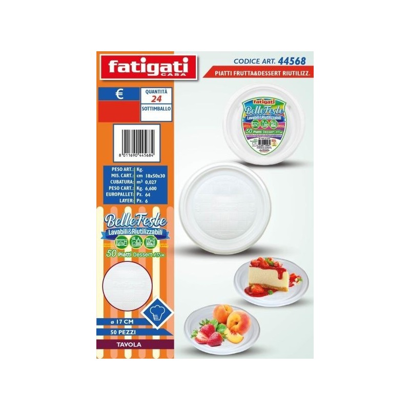 BELLE FESTE PIATTI DESSERT RIUTILIZ. BIANCHI 50PZ