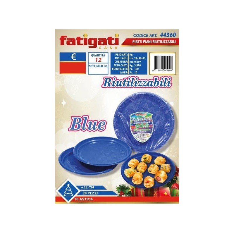 BELLE FESTE PIATTI PIANI RIUTILIZ. BLUE 20PZ