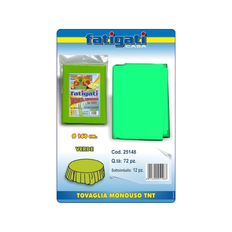 TOVAGLIA MONOUSO TNT TONDA VERDE D 160 CM
