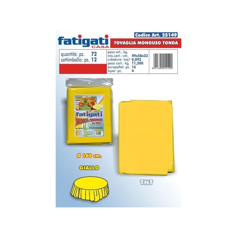 TOVAGLIA MONOUSO TNT TONDA GIALLO D 160 CM