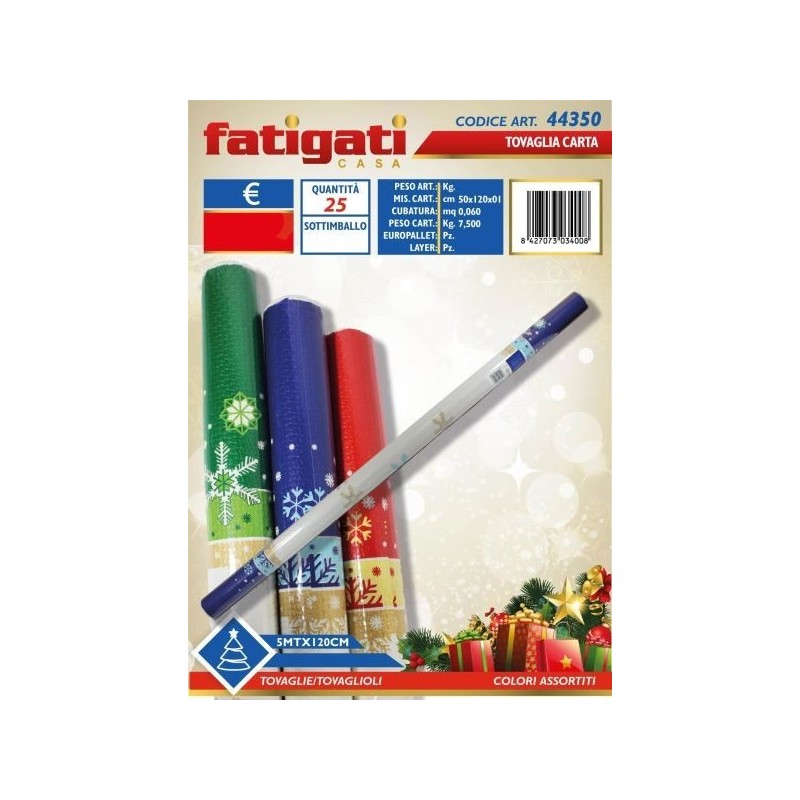 TOVAGLIA CARTA 5MT X120CM COL. ASS.