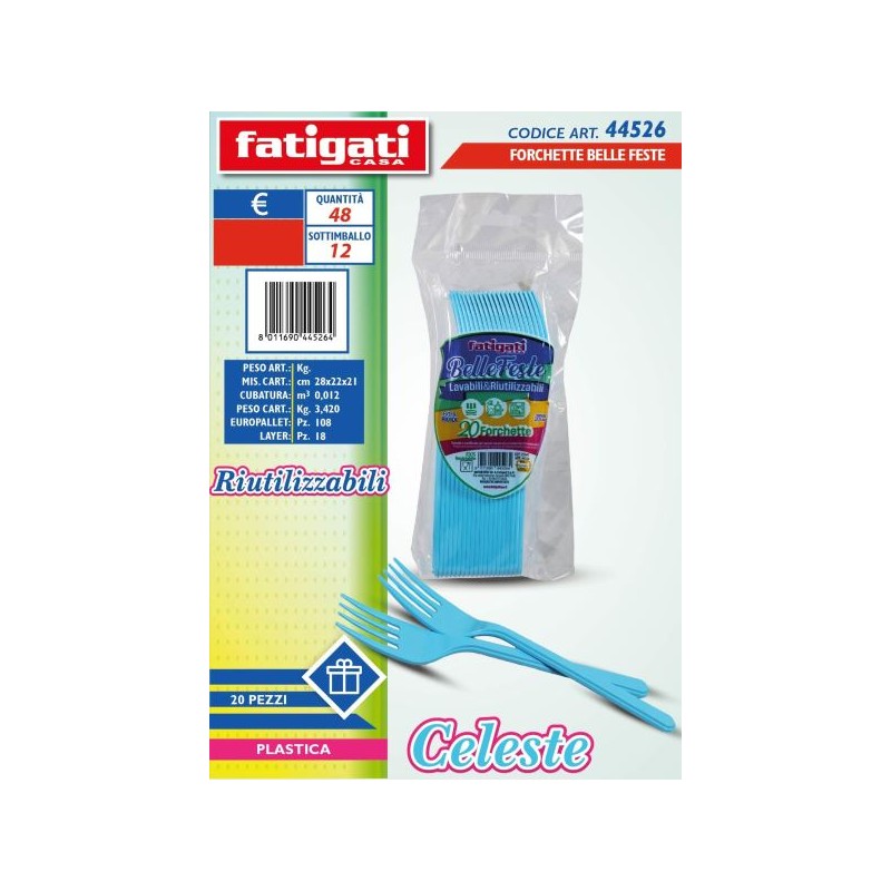 BELLE FESTE FORCHETTE RIUTILIZ.LI CELESTE 20PZ