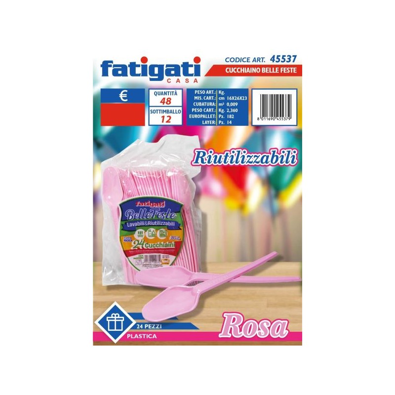 CUCCHIAINO PLASTICA RIUT.LE ROSA 24PZ