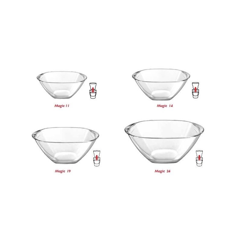 INSALATIERA VETRO C/MAN. MAGIC 19cm QUADRATA BORGONOVO