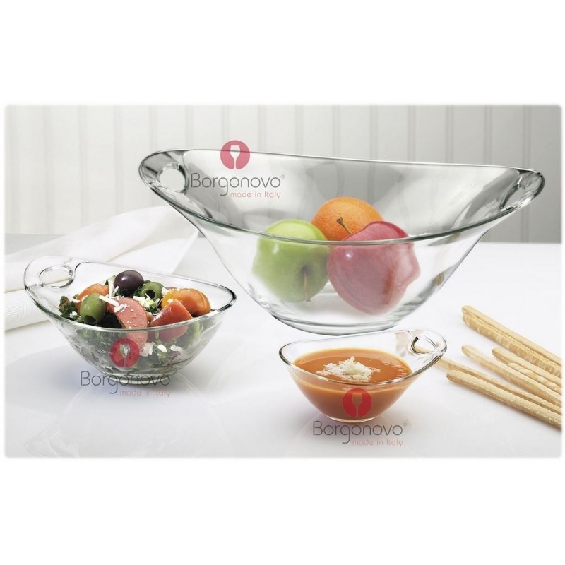 INSALATIERA VETRO C/MAN. PRACTICA 23cm BORGONOVO