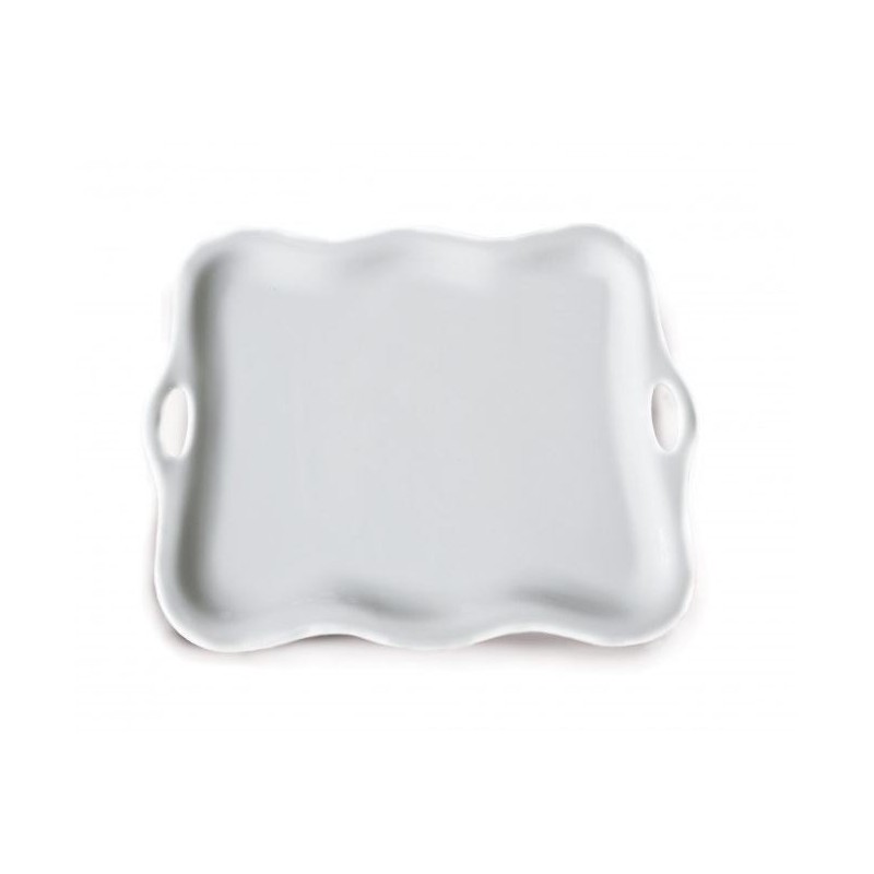 PIATTO CERAMICA BIANCA C/MANICI 30x20cm ONDULATO 18644 SUD