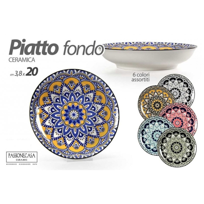 PIATTO CERAMICA DECORATO FONDO 20cm 829796 GICOS