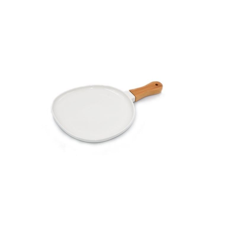 PIATTO CERAMICA MANICO LEGNO BIANCO 19cm 4287 SUD