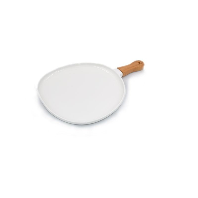 PIATTO CERAMICA MANICO LEGNO BIANCO 24cm 4317 SUD
