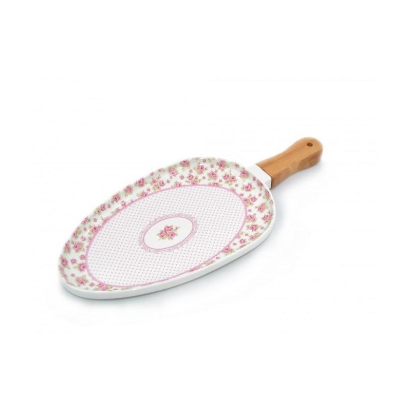PIATTO CERAMICA MANICO LEGNO ROMANTIC ROSE 26cm 4195 SUD
