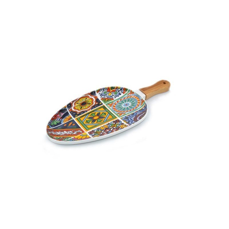 PIATTO CERAMICA MANICO LEGNO SICILY 26cm 4188 SUD