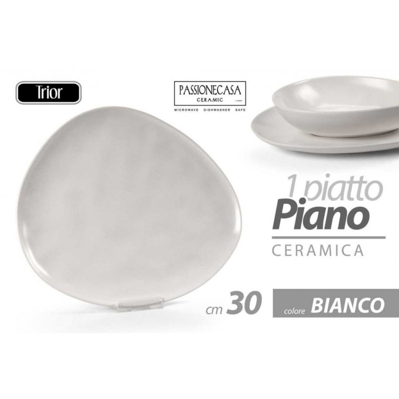 PIATTO CERAMICA TRIOR BIANCO PIANO 30cm 840302 GICOS