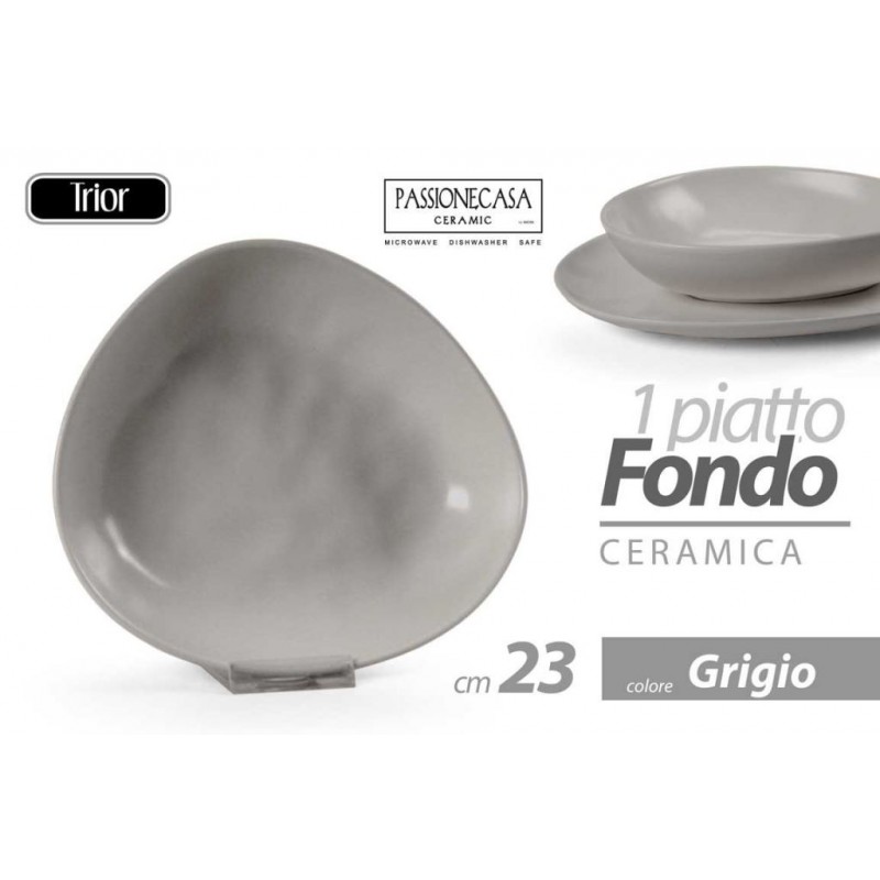 PIATTO CERAMICA TRIOR GRIGIO FONDO 23cm 840340 GICOS