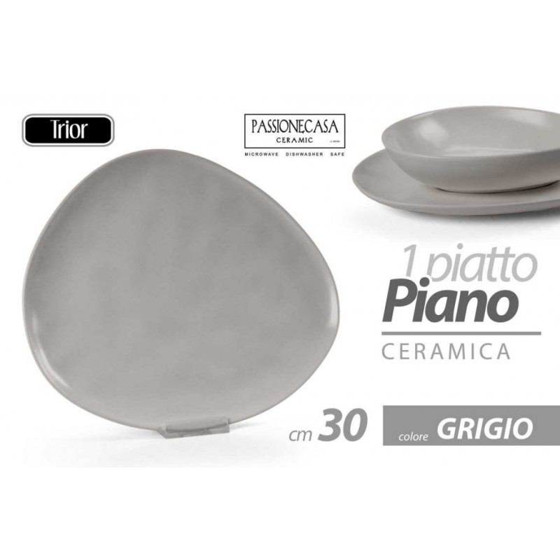 PIATTO CERAMICA TRIOR GRIGIO PIANO 30cm 840333 GICOS